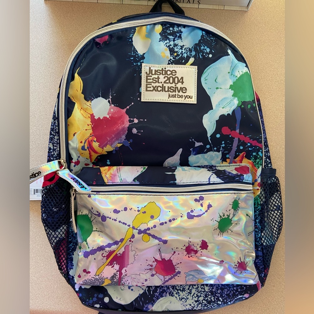 Justice, School book bag, NWT blue